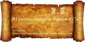 Miloszavlyevits Barnabás névjegykártya